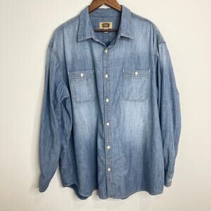 Foundry Supply Co Chambray Denim Shirt Men’s 2XL Blue Button Front Workwear